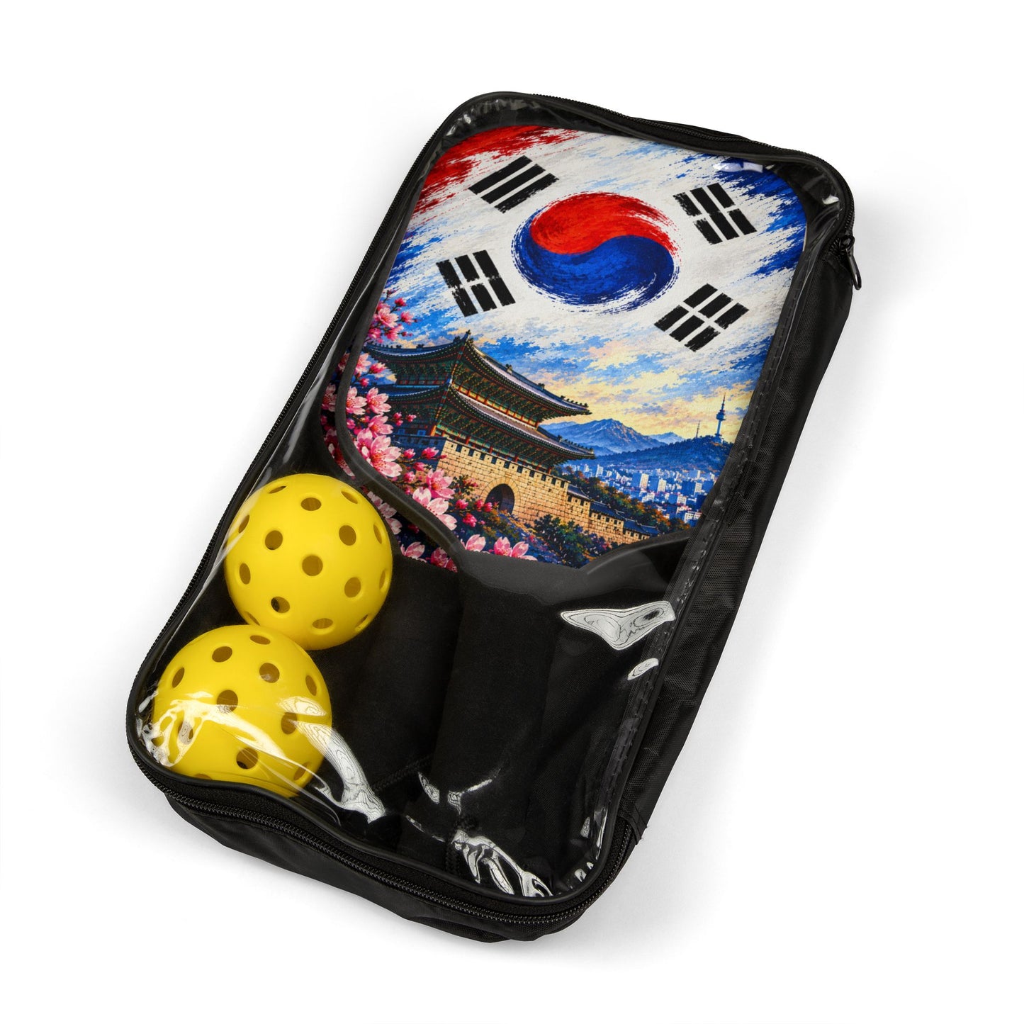 Korean Flag Pickleball Paddles Set – Scenic Taegeuk Design with 2 Balls