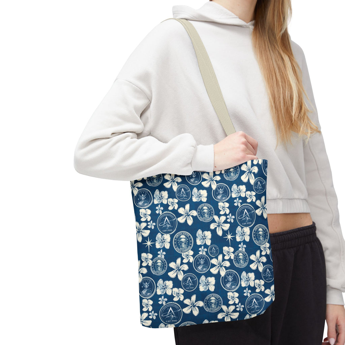 Space Command Blue Aloha Print Tote Bag