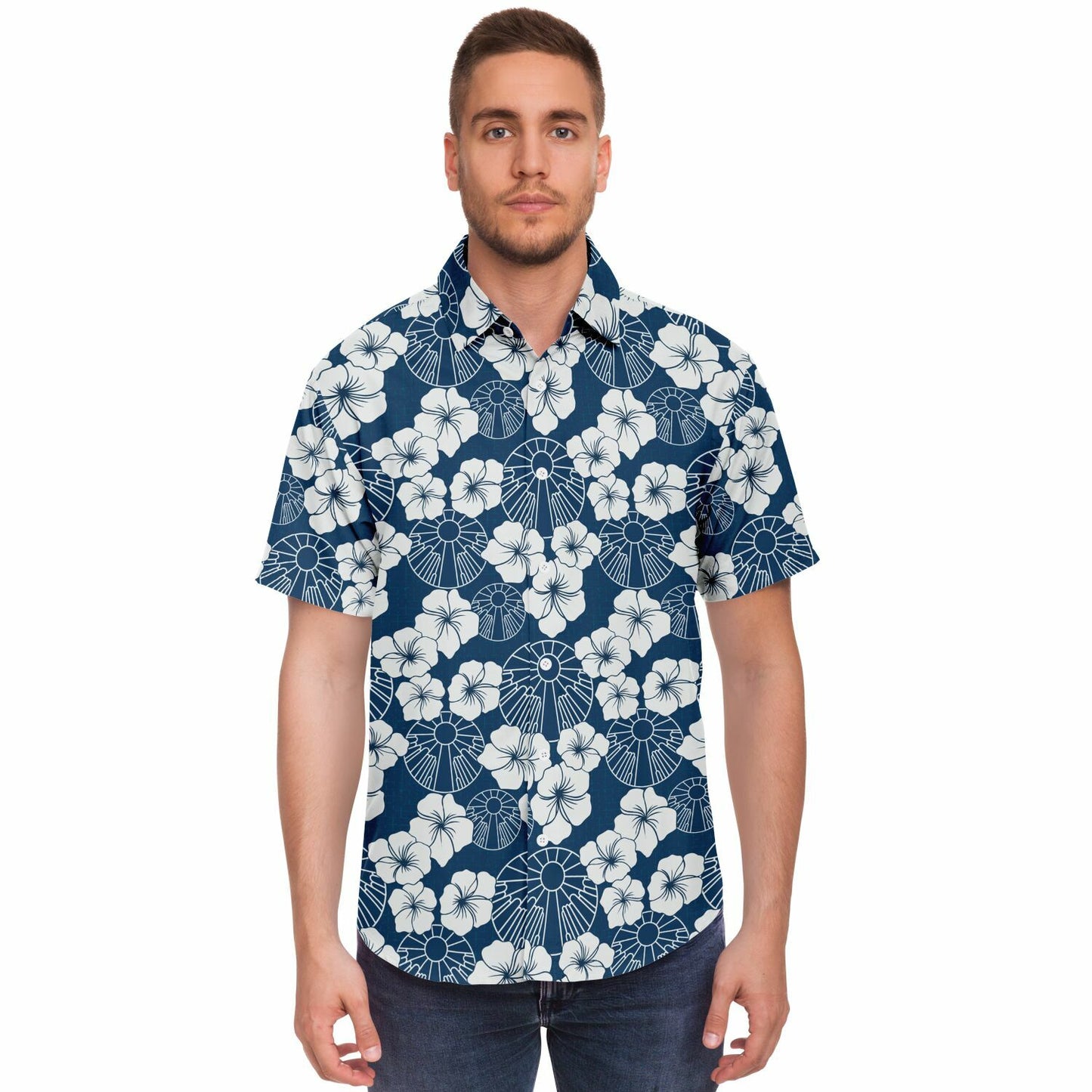 2025 FSY Navy Aloha Short Sleeve Button Down Shirt