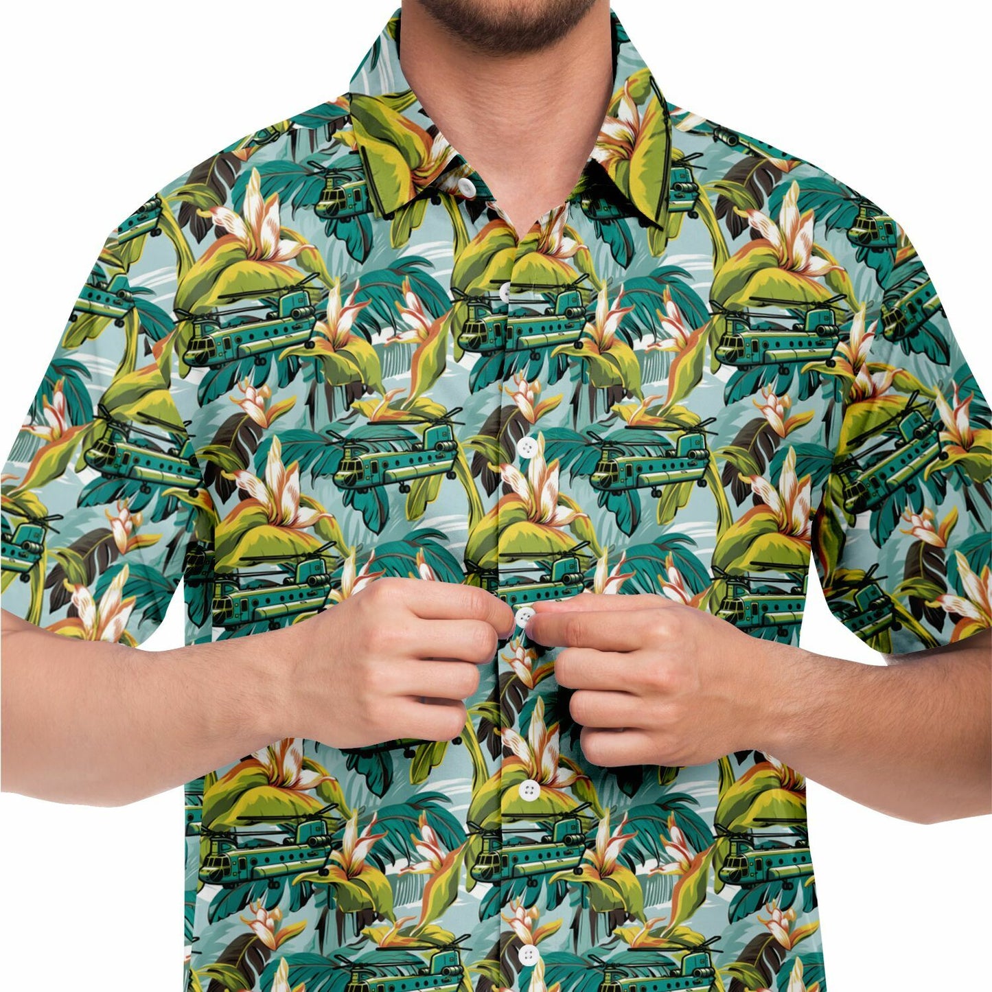 Chinook Aloha Camo Hawaiian Short Sleeve Button Down Shirt