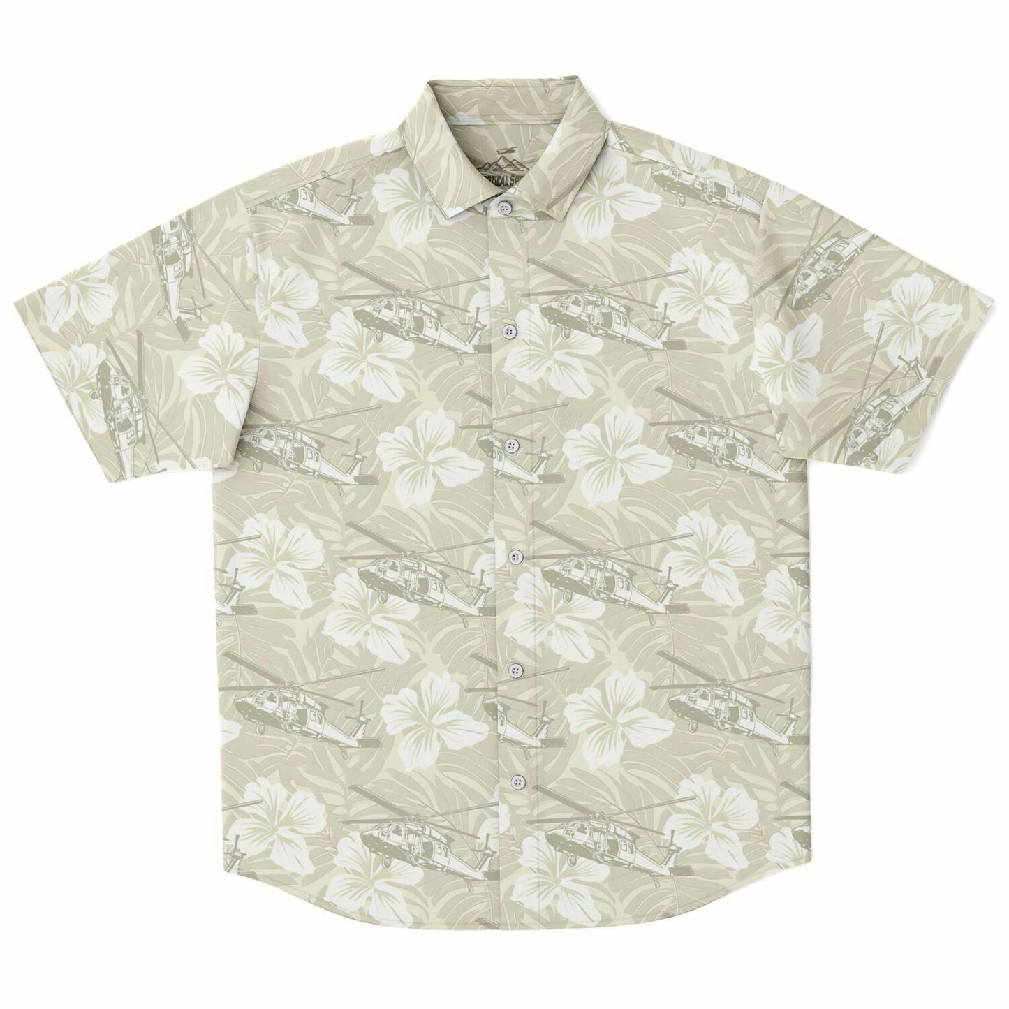 Cream Blackhawk Hawaiian Aloha Short Sleeve Button Down Shirt