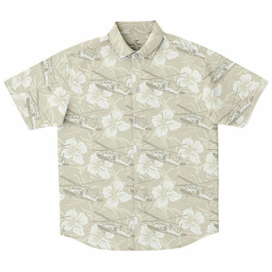 Cream Blackhawk Hawaiian Aloha Short Sleeve Button Down Shirt