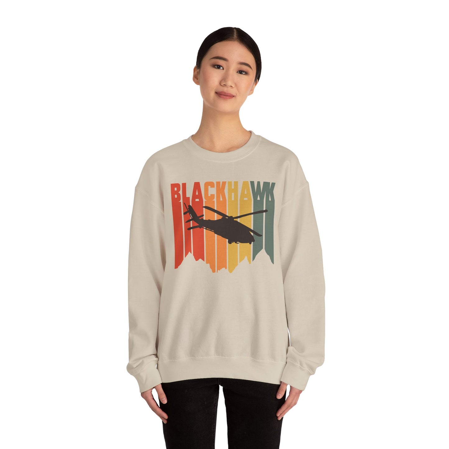 BlkHwk Helicopter UH 60 Unisex Heavy Blend Crewneck Sweatshirt