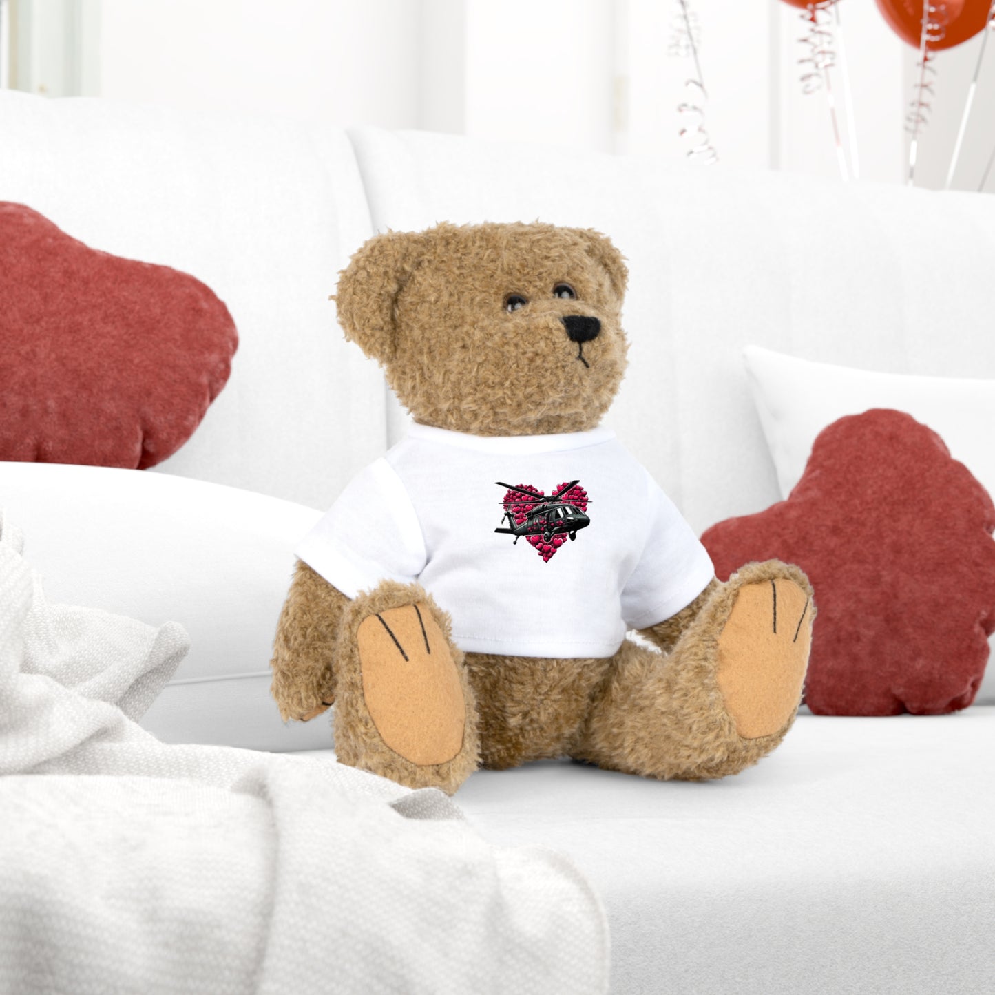 Medium Plushie Toy with Blackhawk Valentine T-Shirt