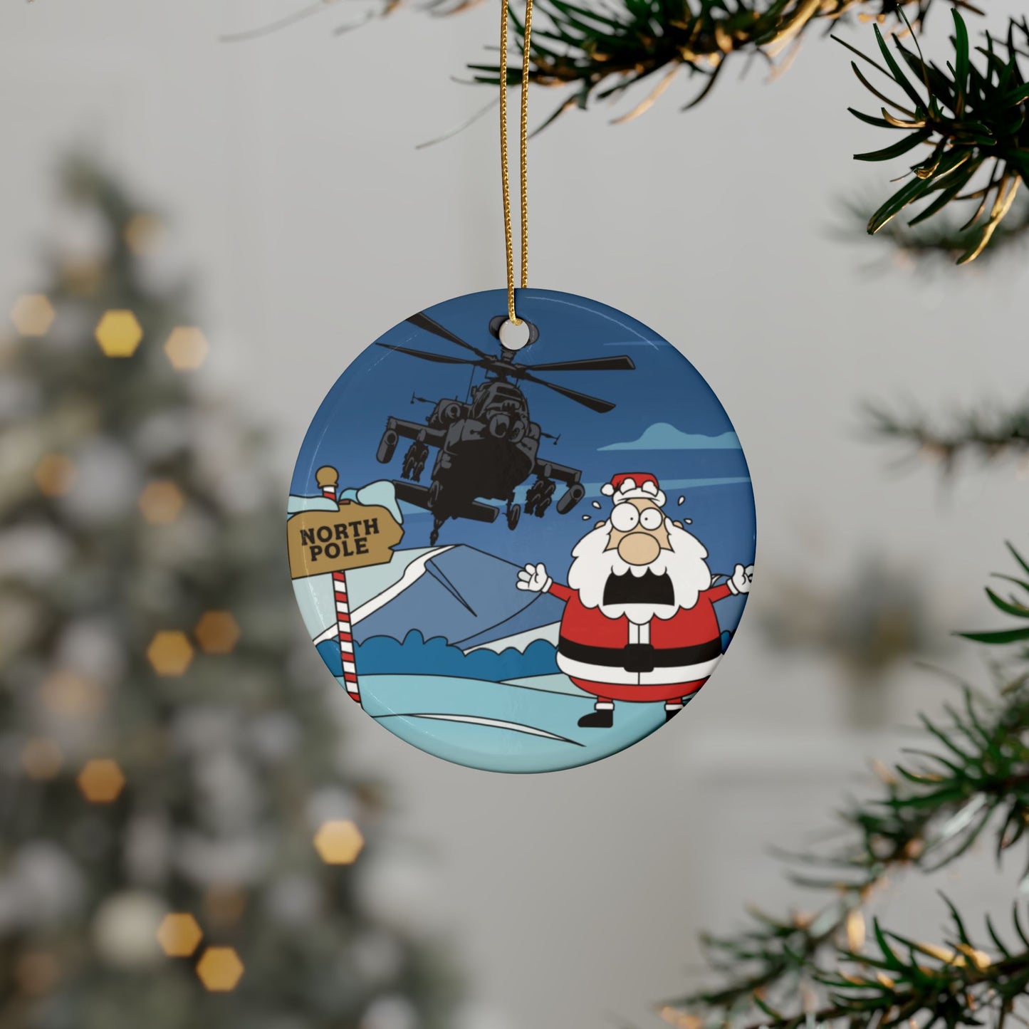 Santa’s Surprise Fly-By  Ceramic Ornaments (1pcs, 5pcs, 10pcs, 20pcs)