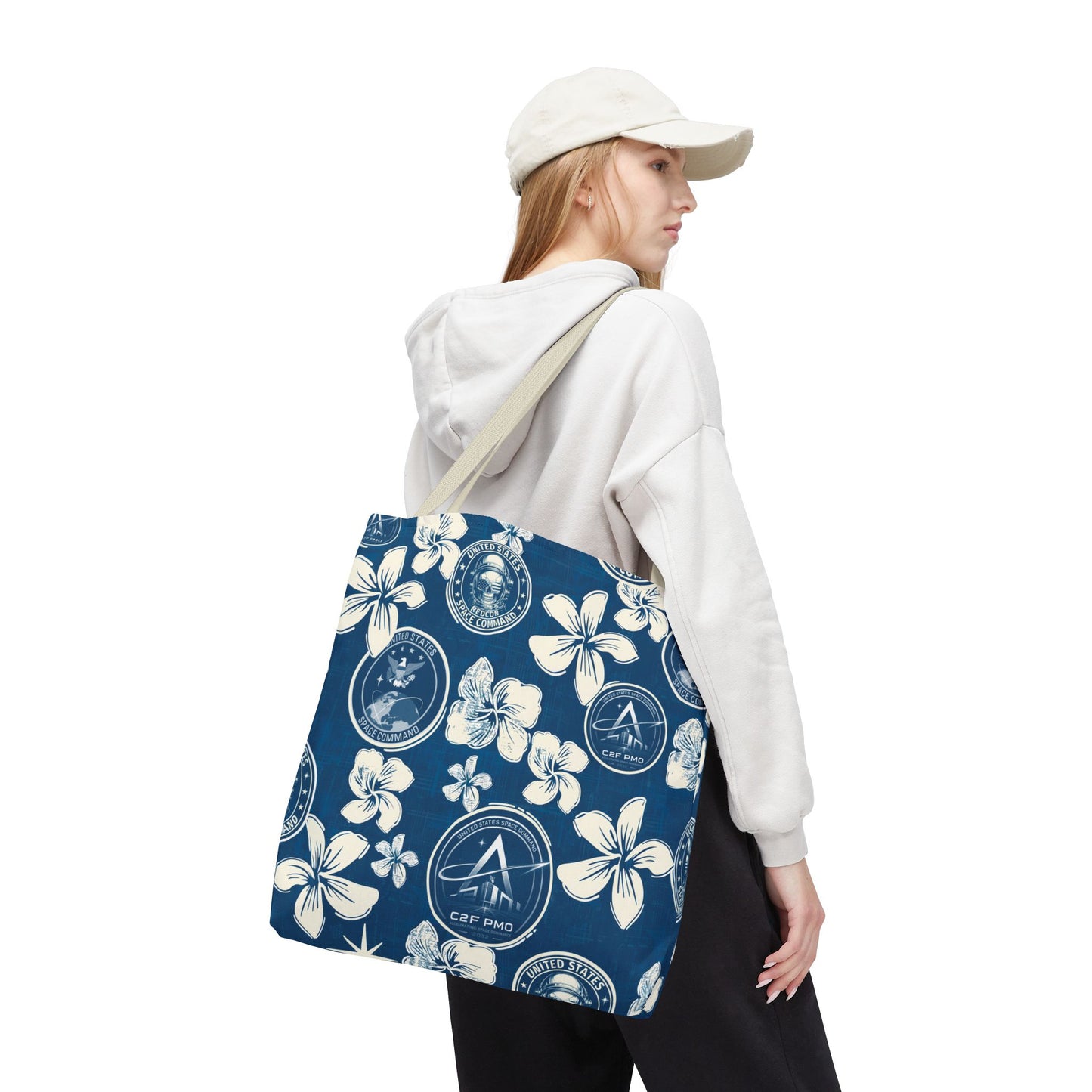 Space Command Blue Aloha Print Tote Bag