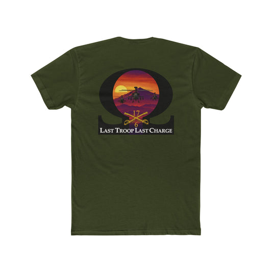 LAST TROOP - LAST CHARGE  **Apache Flag Front** Sunset  6-17 AIR CAV C Troop 100% Cotton Crew Tee