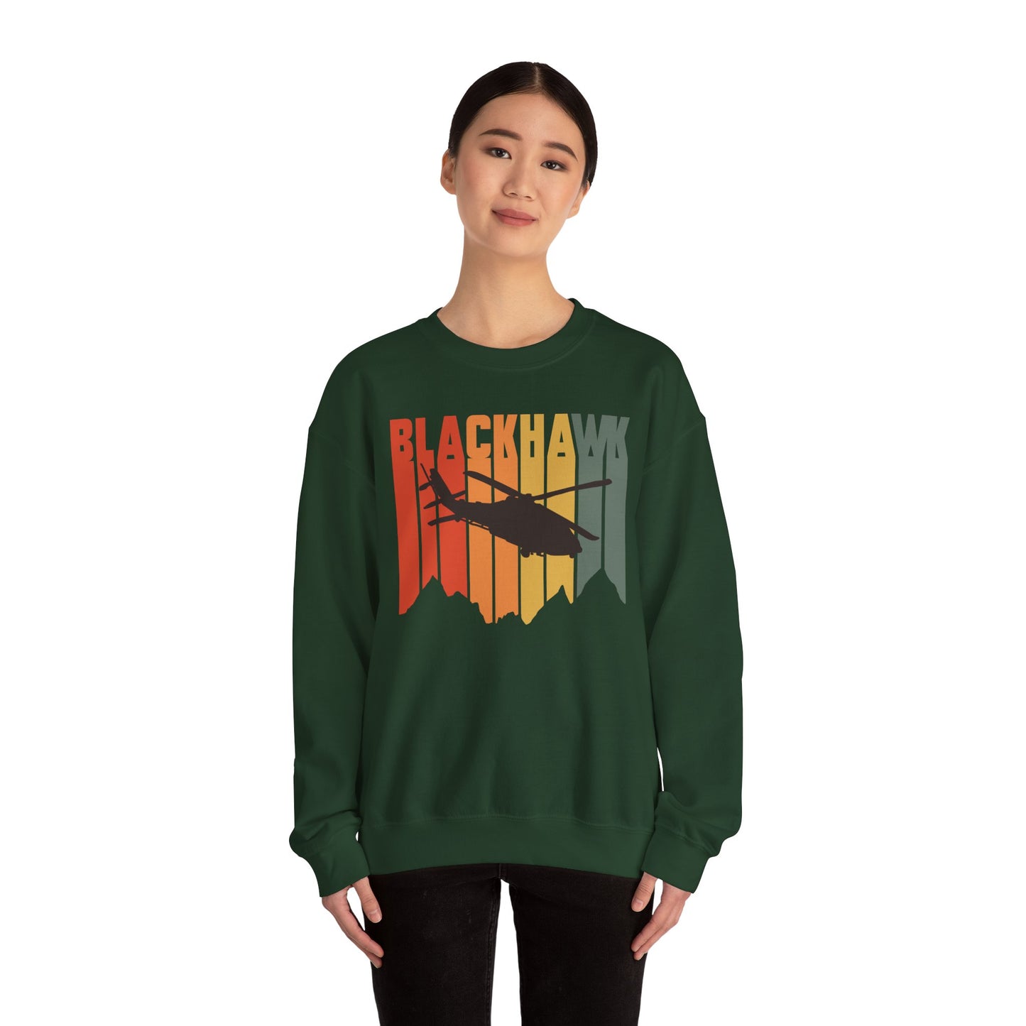 BlkHwk Helicopter UH 60 Unisex Heavy Blend Crewneck Sweatshirt