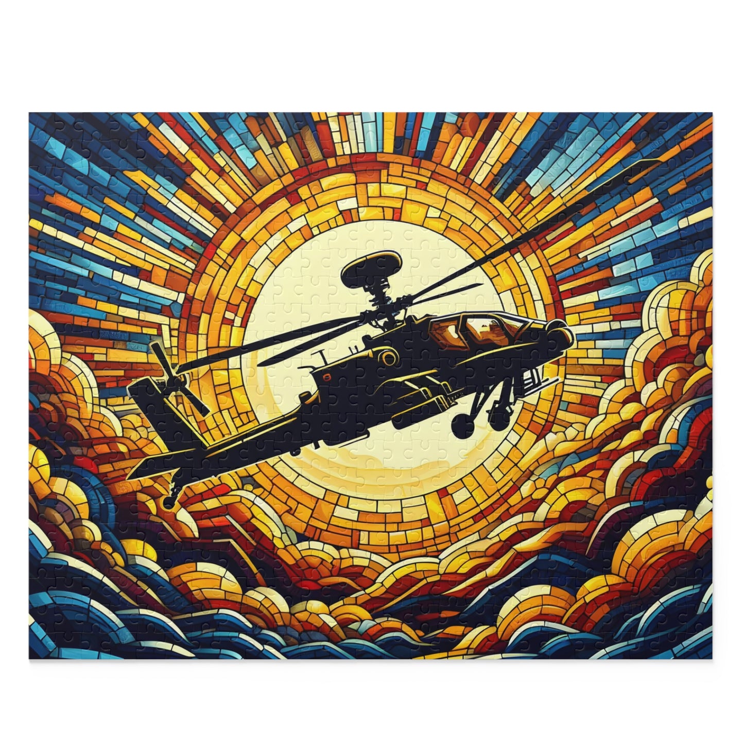Apache Helicopter Sunset Puzzle (120, 252, 500-Piece)