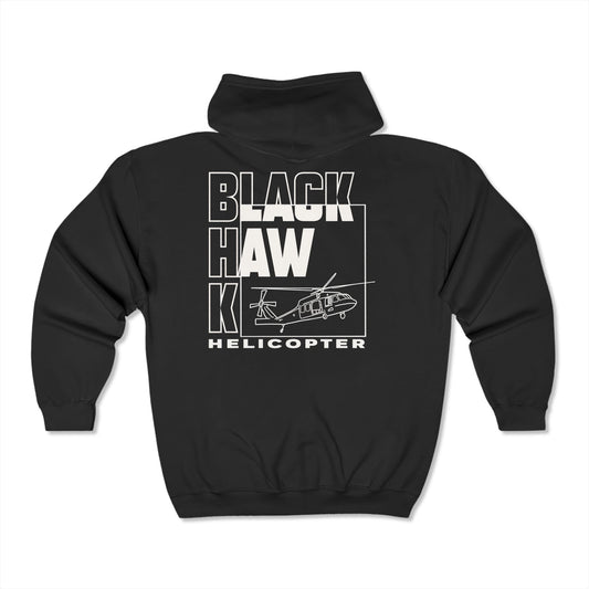 Full Zip Blackhawk Helicopter Block Art Unisex Heavy Blend Hooded Sweatshirt