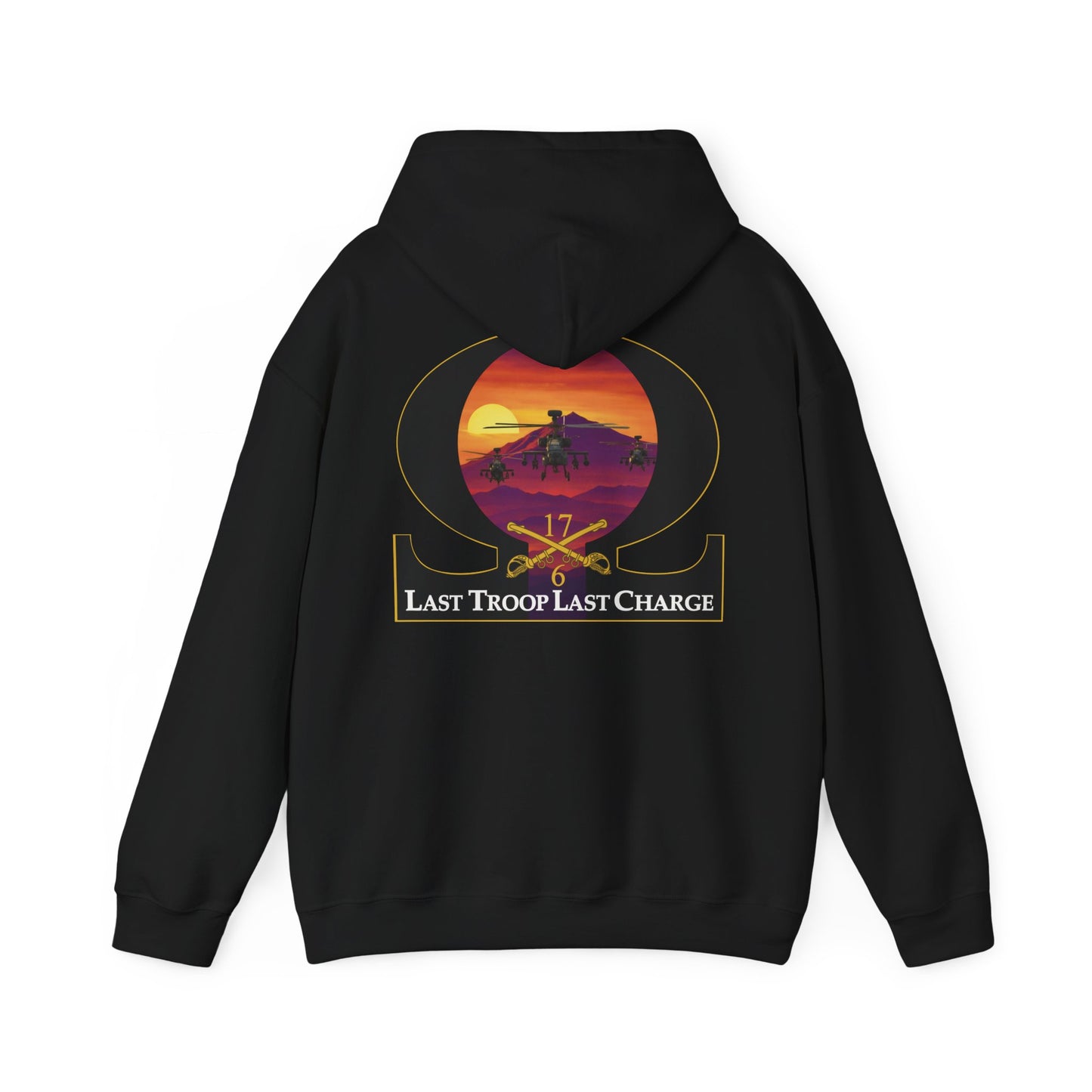 LAST TROOP - LAST CHARGE Sunset **Apache Flag Front** Legacy 6-17 AIR CAV C Troop Unisex Heavy Blend Hooded Sweatshirt