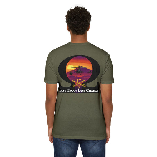 LAST TROOP - LAST CHARGE Sunset **Flag Front** Legacy 6-17 AIR CAV C Troop 60% Cotton 40% Polyester PT CVC Jersey T-Shirt