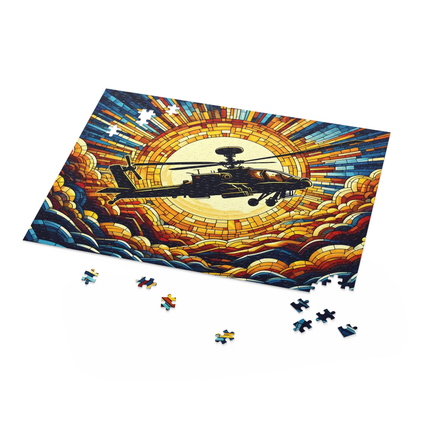 Apache Helicopter Sunset Puzzle (120, 252, 500-Piece)