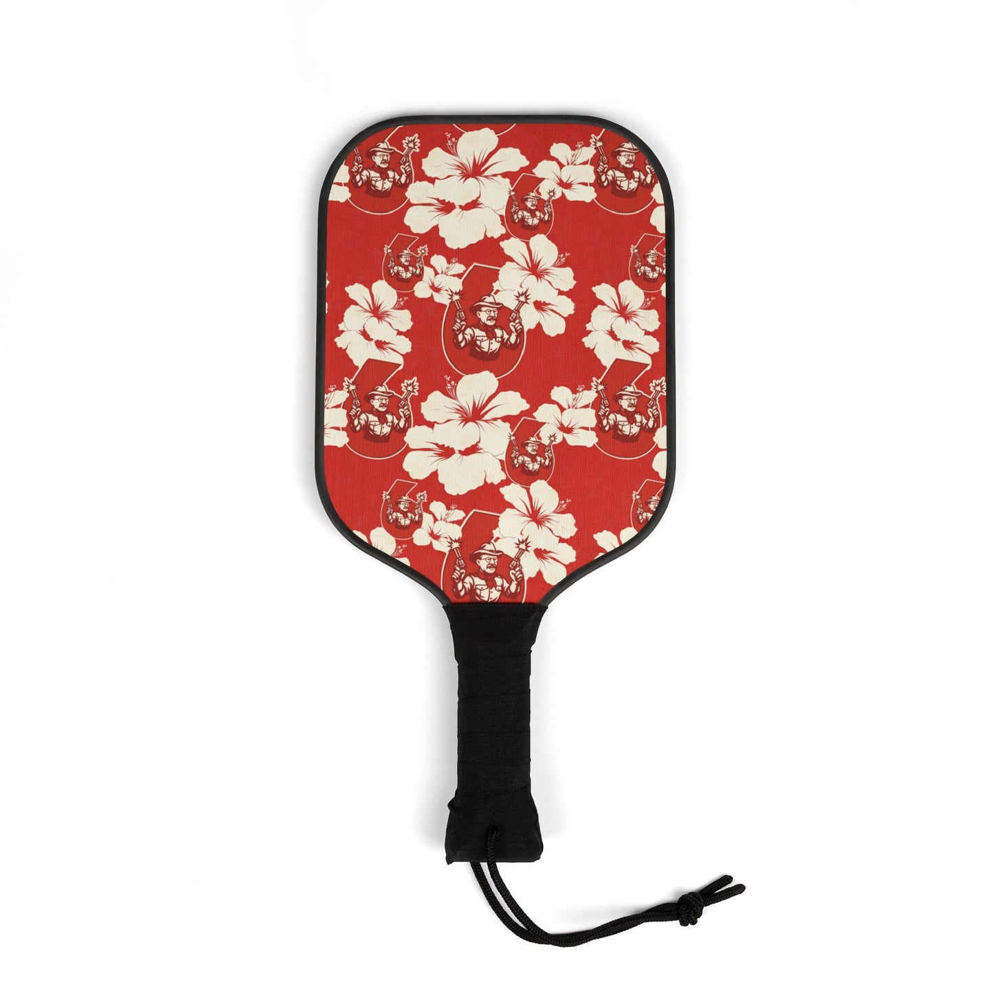 Teddy Roosevelt Red Hawaiian Aloha Floral Pickleball Kit (2 Paddles + 2 Balls)