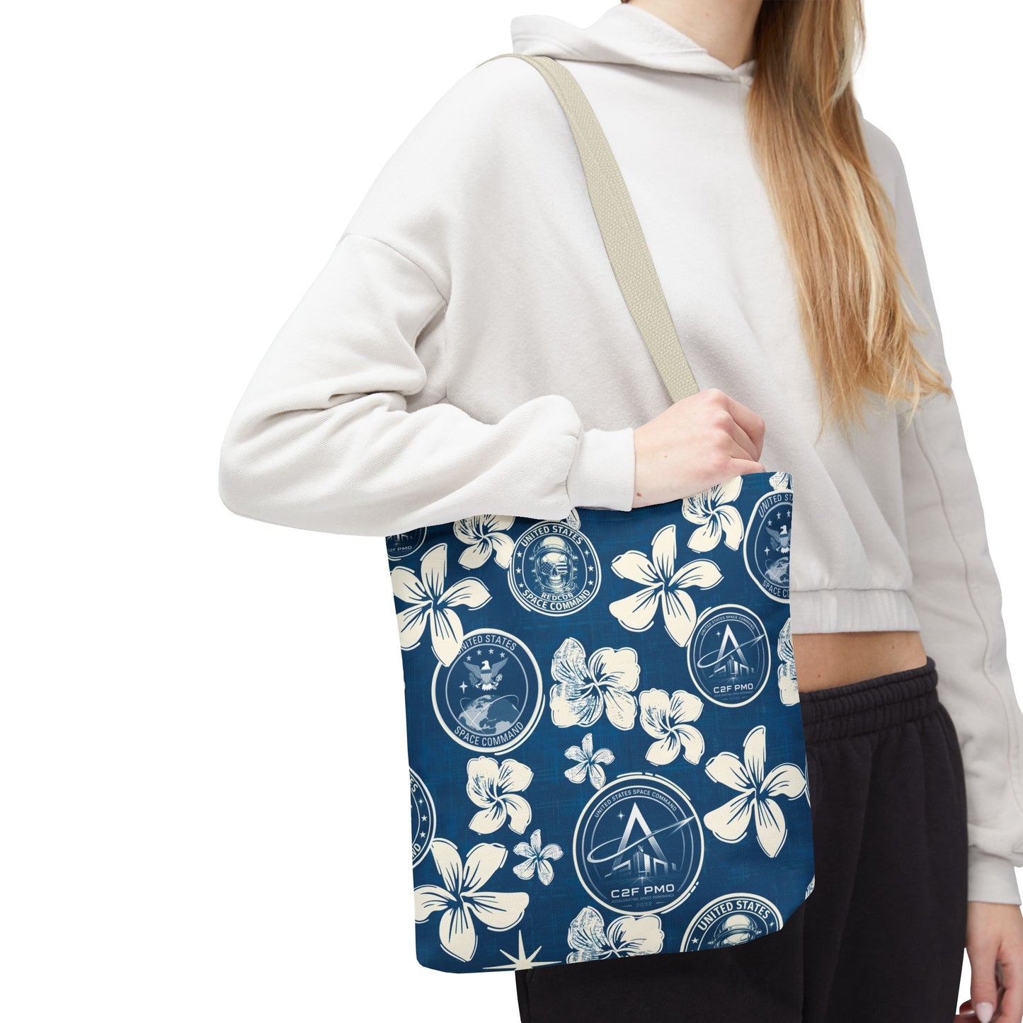 Space Command Blue Aloha Print Tote Bag