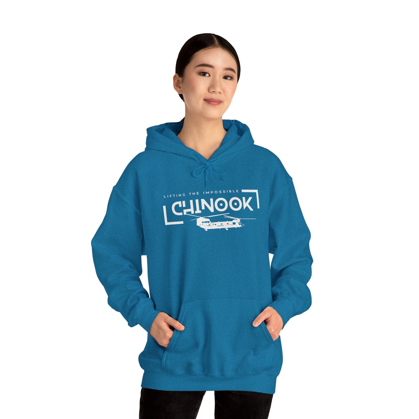 Lifting the Impossible Chinook Helicopter Unisex Heavy Blend Hooded Sweatshirt