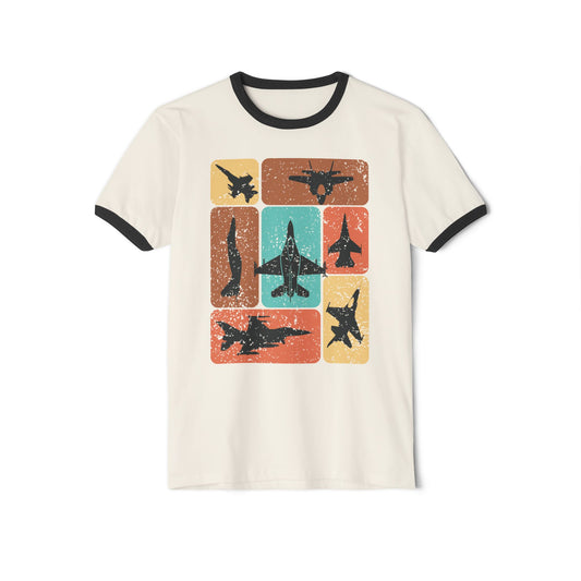 Vintage Airplane Ringer T-Shirt, Retro Flight Tee
