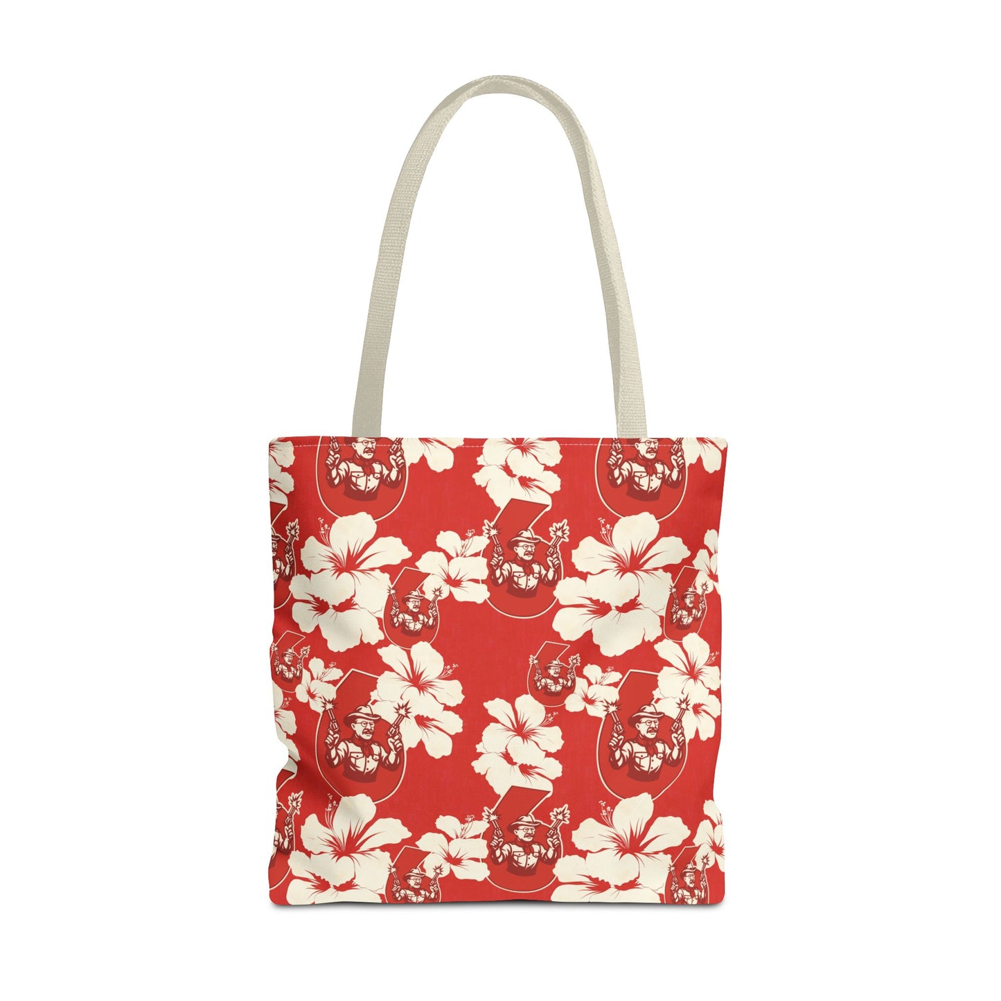 Teddy Roosevelt Red Aloha Print Tote Bag