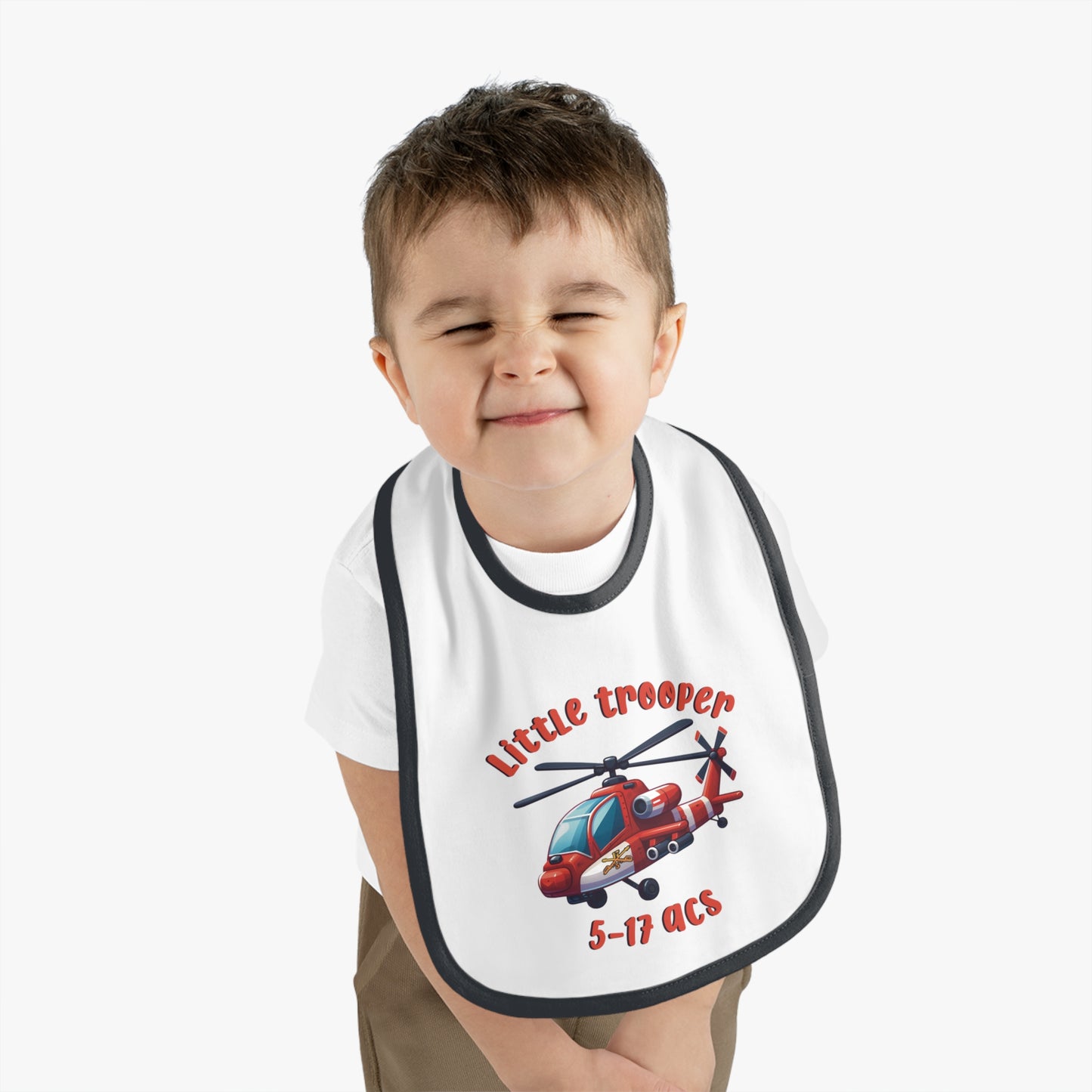 5-17 little trooper Baby Contrast Trim Jersey Bib