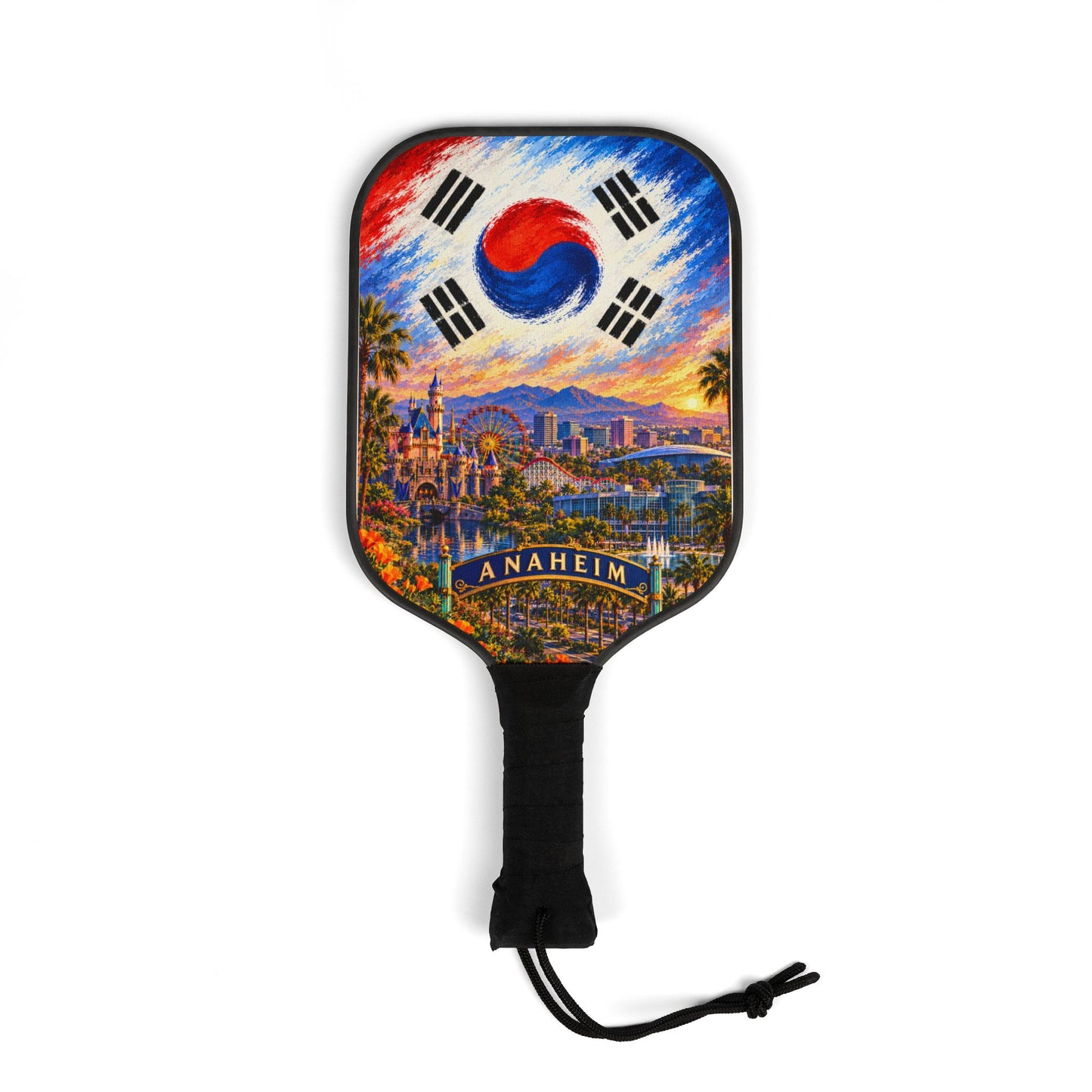 Anaheim Skyline Pickleball Paddle Set with Korean Flag Design – 2-Pack Kit with Balls