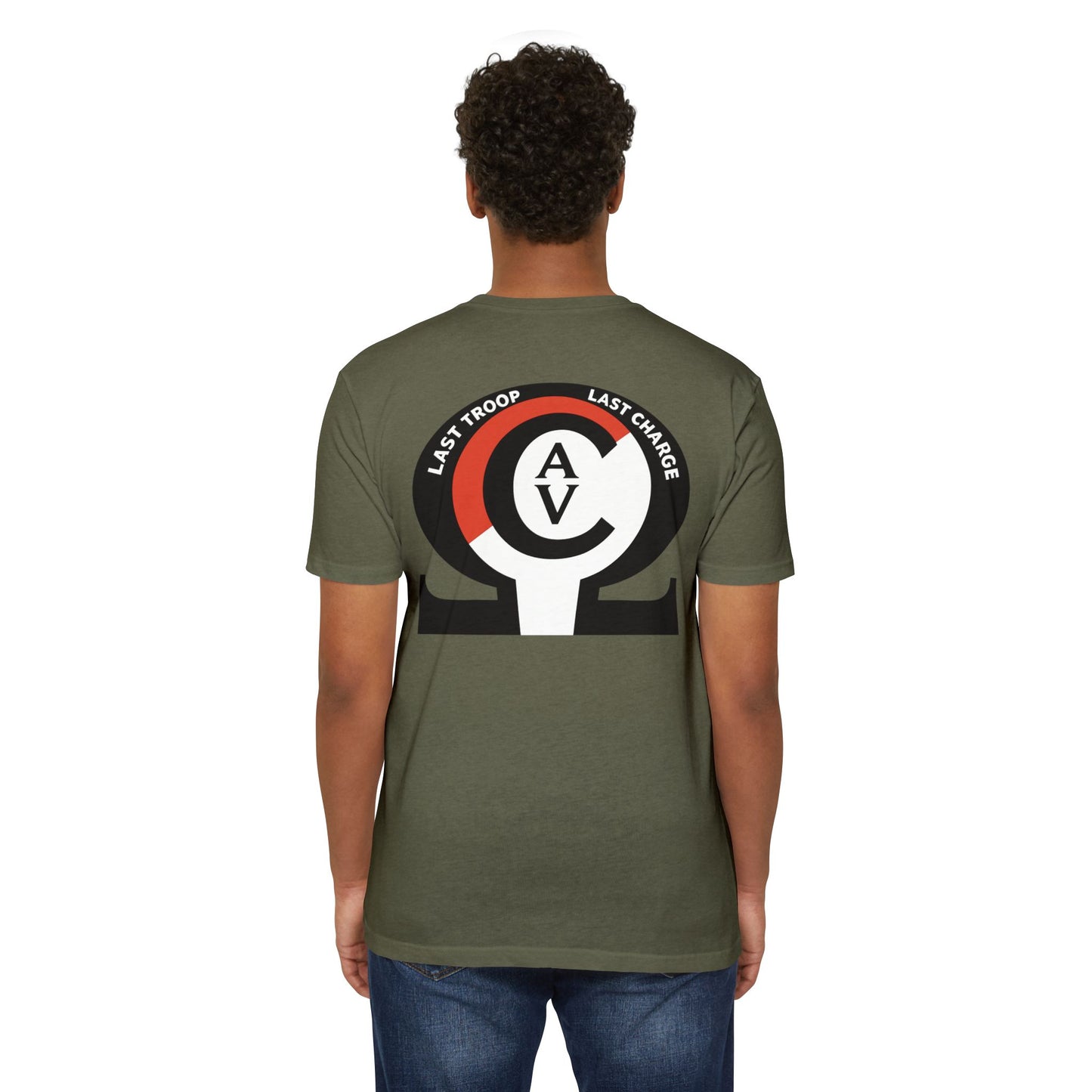 LAST TROOP - LAST CHARGE  **Apache Flag Front** Legacy 6-17 AIR CAV C Troop 60% Cotton 40% Polyester PT CVC Jersey T-Shirt