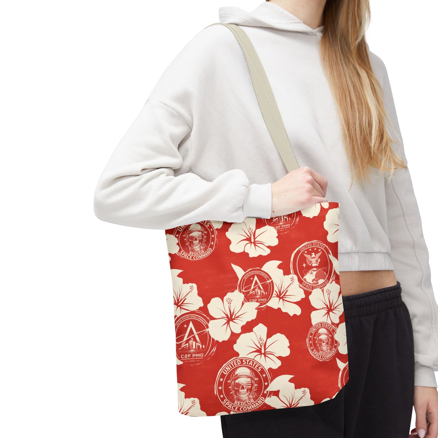 Space Command Red Aloha Print Tote Bag