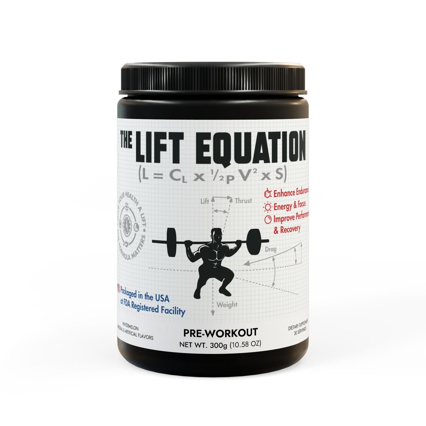 The Lift Equation Pre-Workout Supplement, Watermelon (300g, 10.58oz)