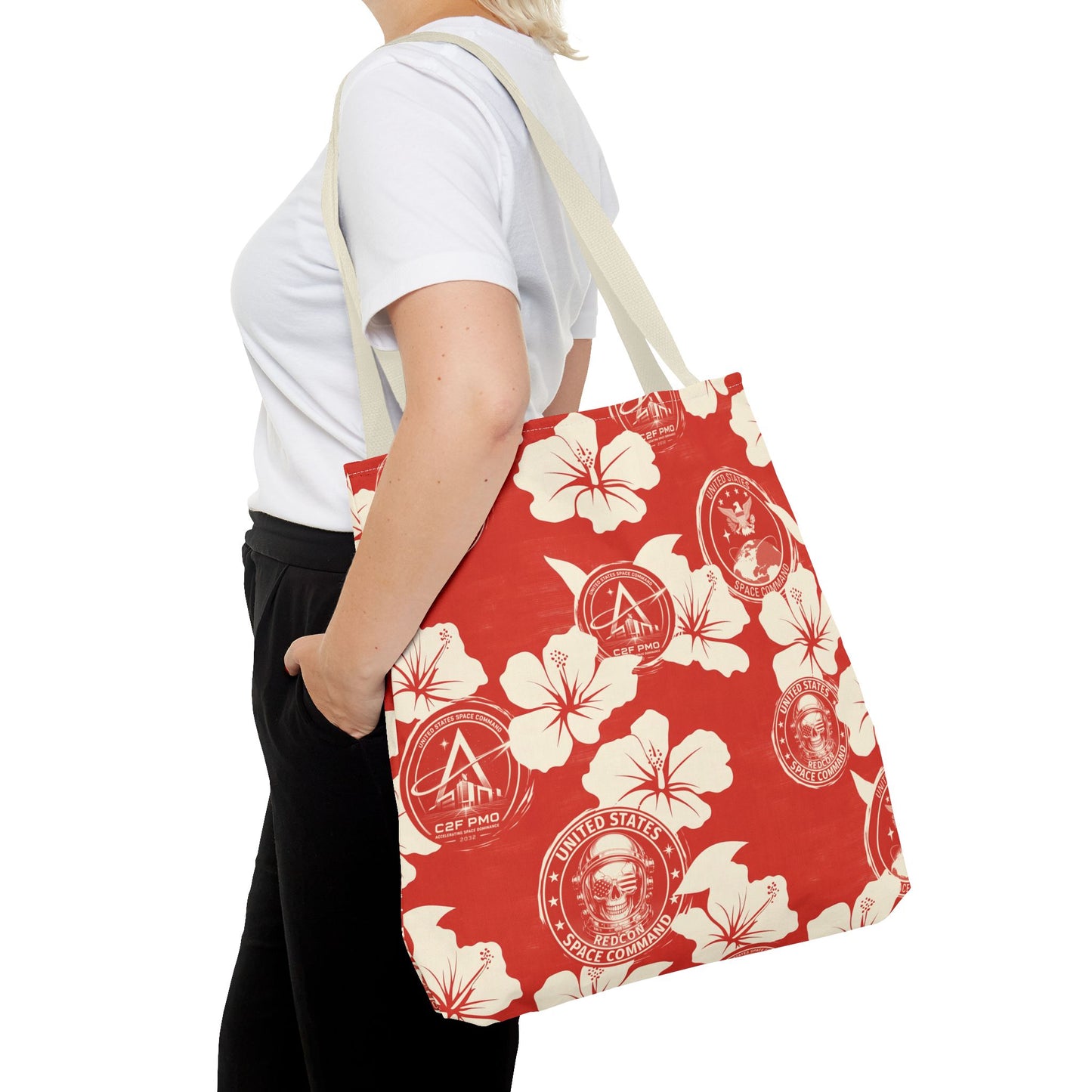 Space Command Red Aloha Print Tote Bag