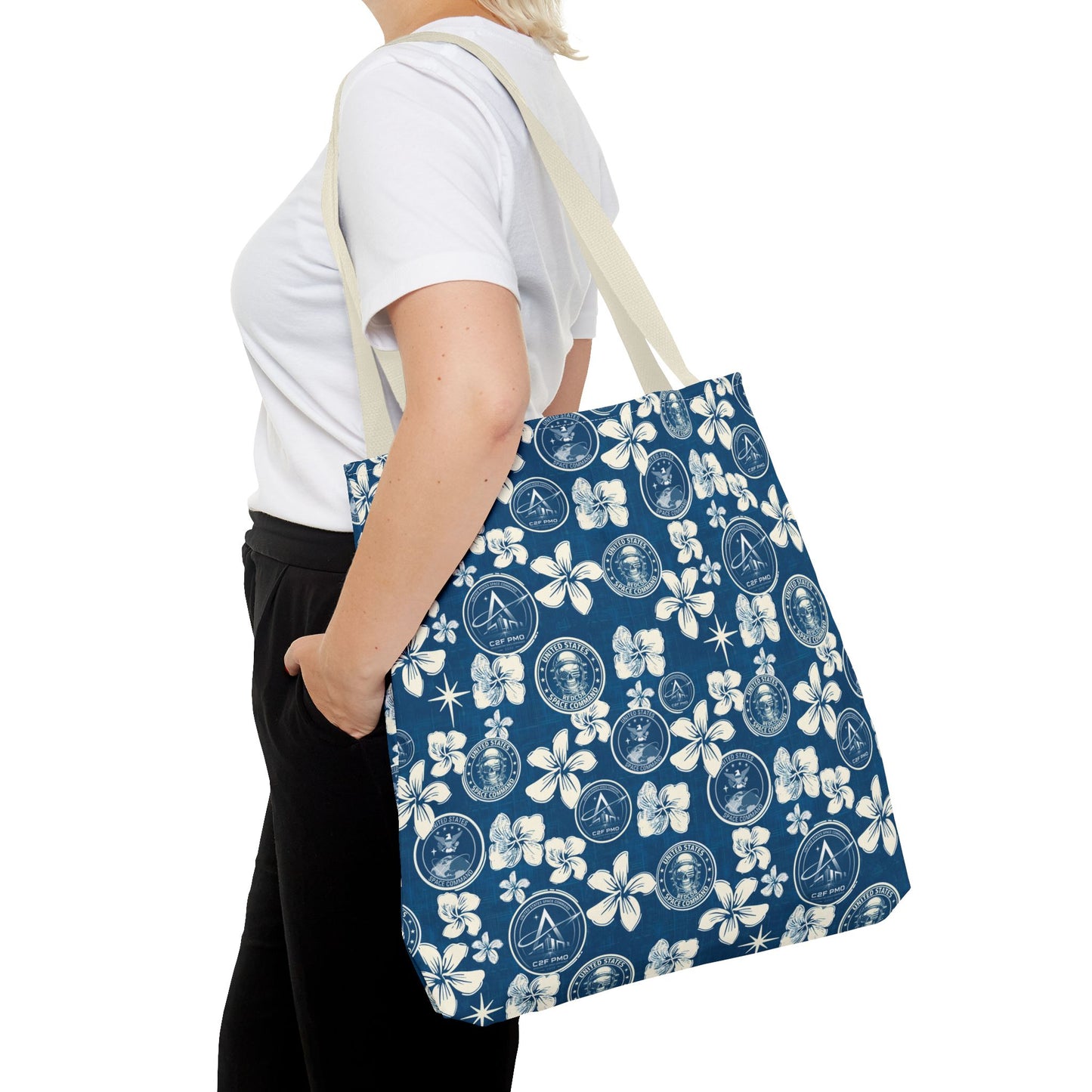 Space Command Blue Aloha Print Tote Bag