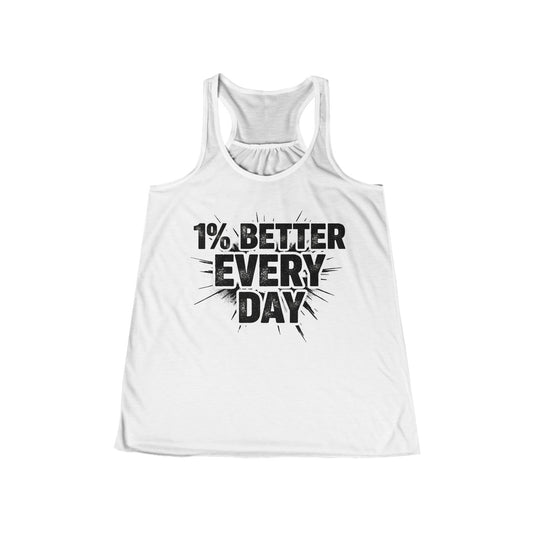 Racerback Tank Top — "1% Better Every Day" Motivational Fitness Tank