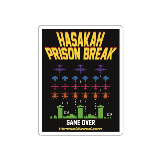 4” Die-Cut Sticker — "Hasakah Prison Break" Retro Arcade Game Design