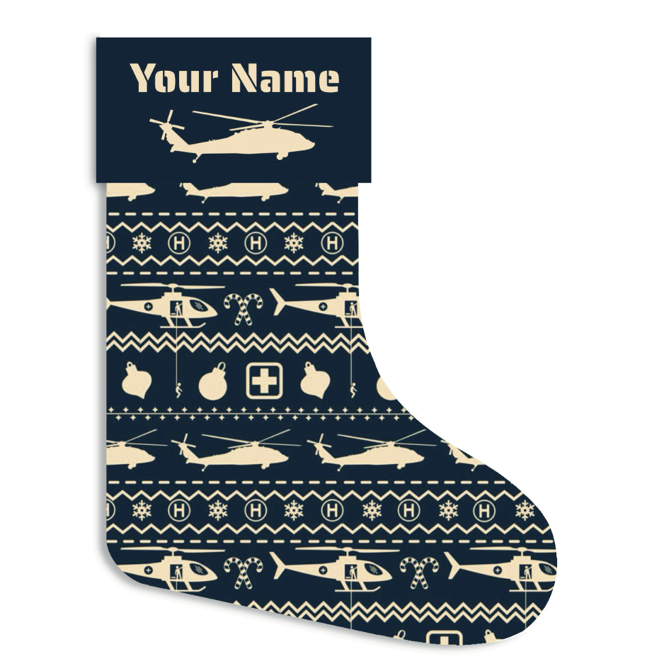 Customizable Chopper-Ready Med Evac Blackhawk Helicopter Christmas Stocking (Linen)