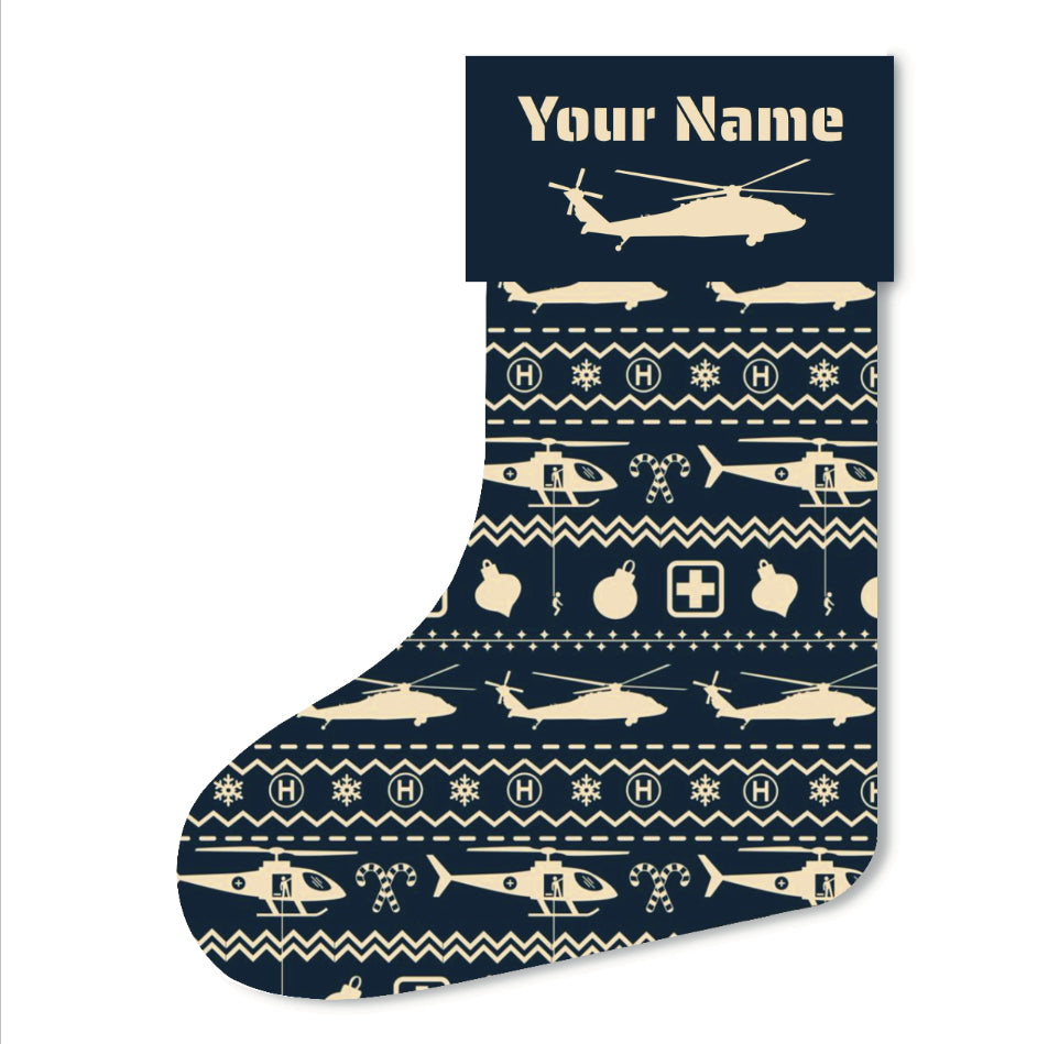 Customizable Chopper-Ready Med Evac Blackhawk Helicopter Christmas Stocking (Linen)