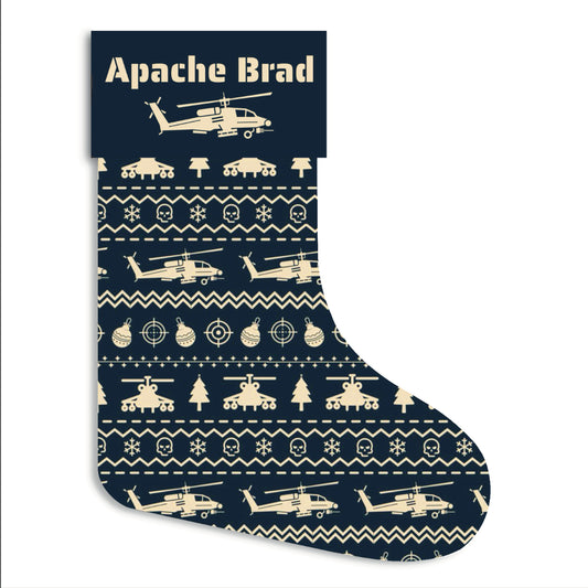 Customizable Apache Assault Helicopter Christmas Stocking (Linen)