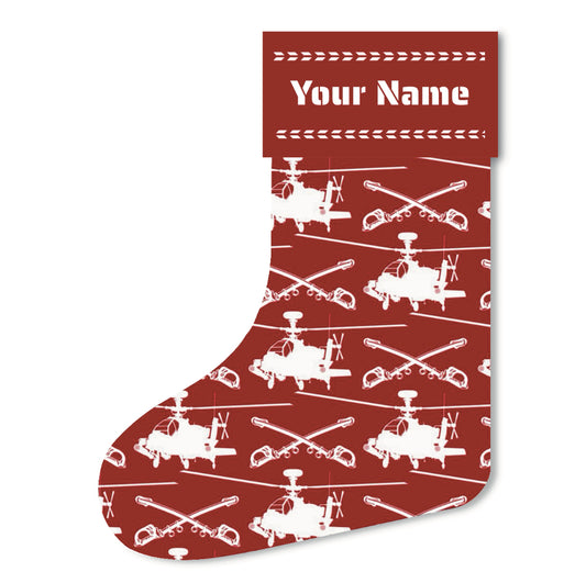 Customizable Apache Helicopter Cavalry Christmas Stocking (Linen)