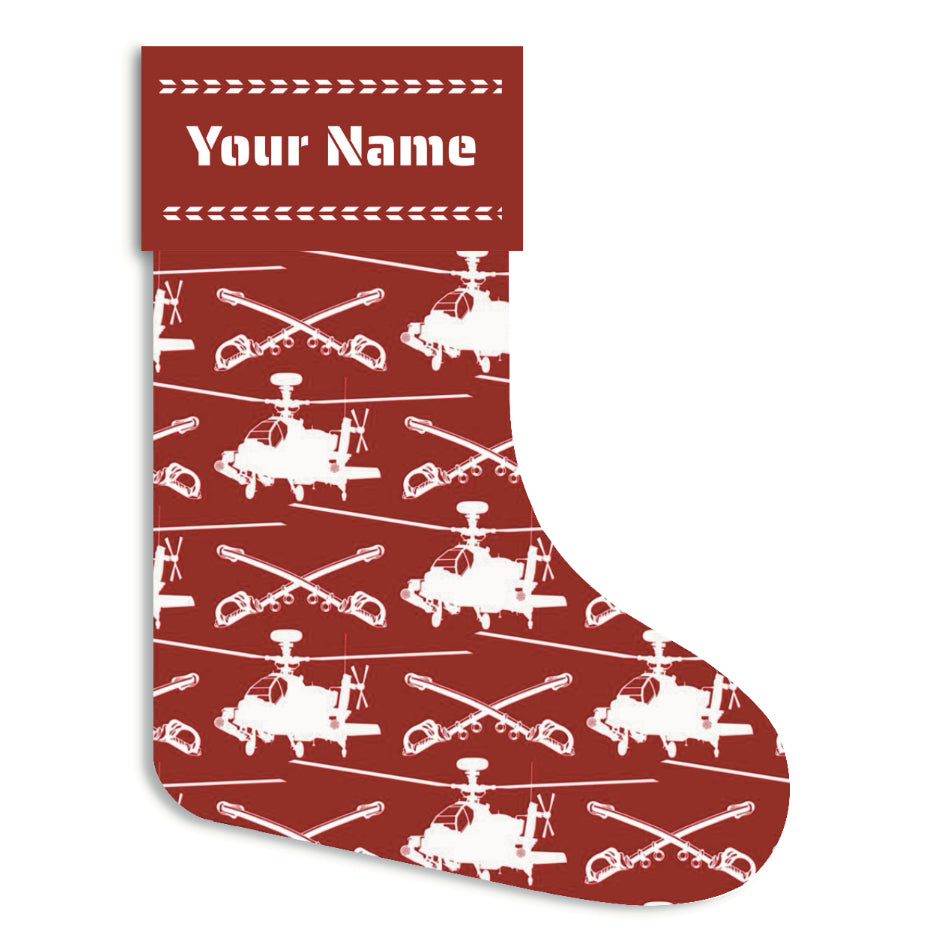 Customizable Apache Helicopter Cavalry Christmas Stocking (Linen)