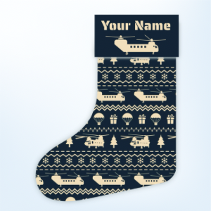 Customizable Chinook  Christmas Helicopter Stocking (Linen)