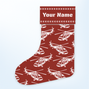 Customizable Red and White Blackhawk Helicopter Christmas Stocking (Linen)