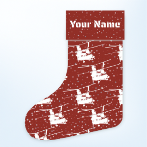 Customizable Chinook Snowfall Helicopter Christmas Stocking (Linen)