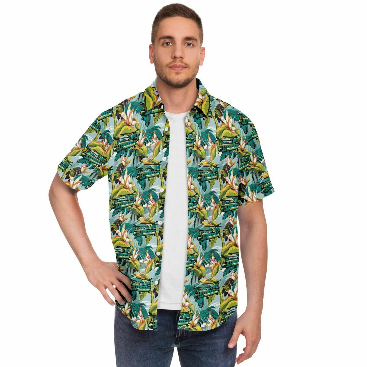 Chinook Aloha Camo Hawaiian Short Sleeve Button Down Shirt