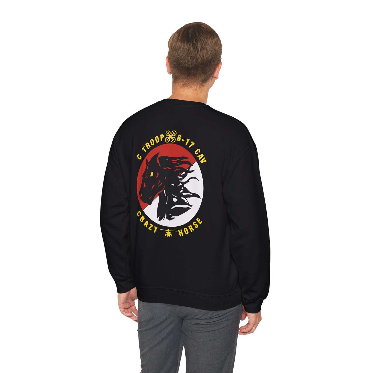 **Flag Front** Legacy 6-17 AIR CAV Charlie Troop Unisex Heavy Blend Crewneck Sweatshirt