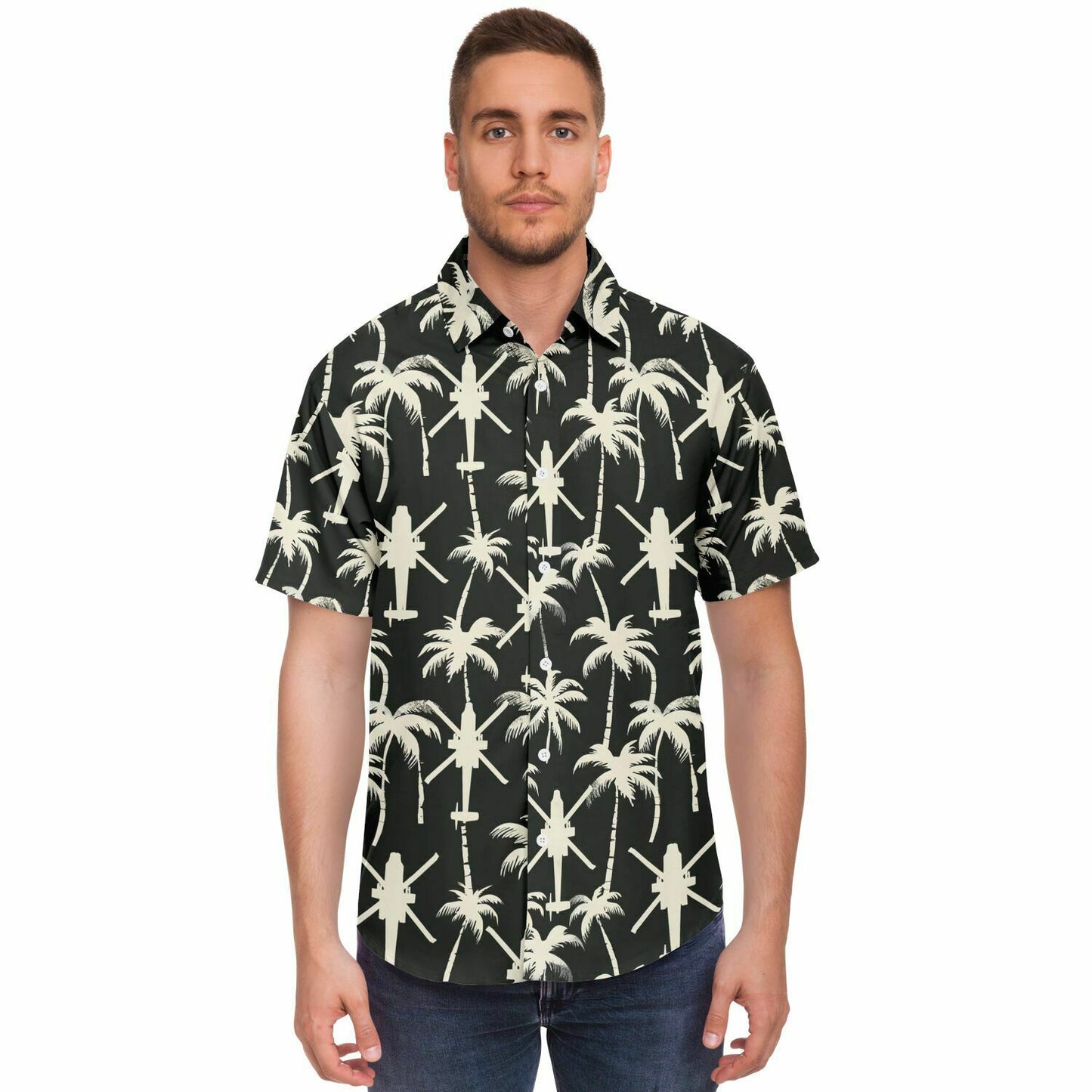 Apache Palms Aloha Hawaiian Short Sleeve Button Down Shirt