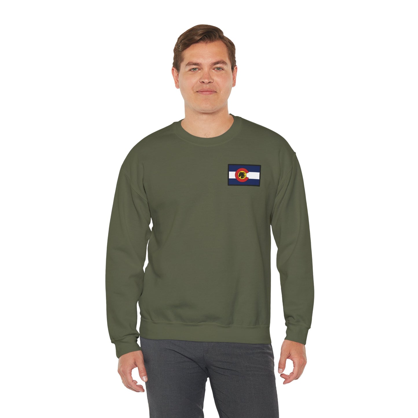 LAST TROOP - LAST CHARGE Sunset **Flag Front** 6-17 AIR CAV Charlie Troop Unisex Heavy Blend Crewneck Sweatshirt