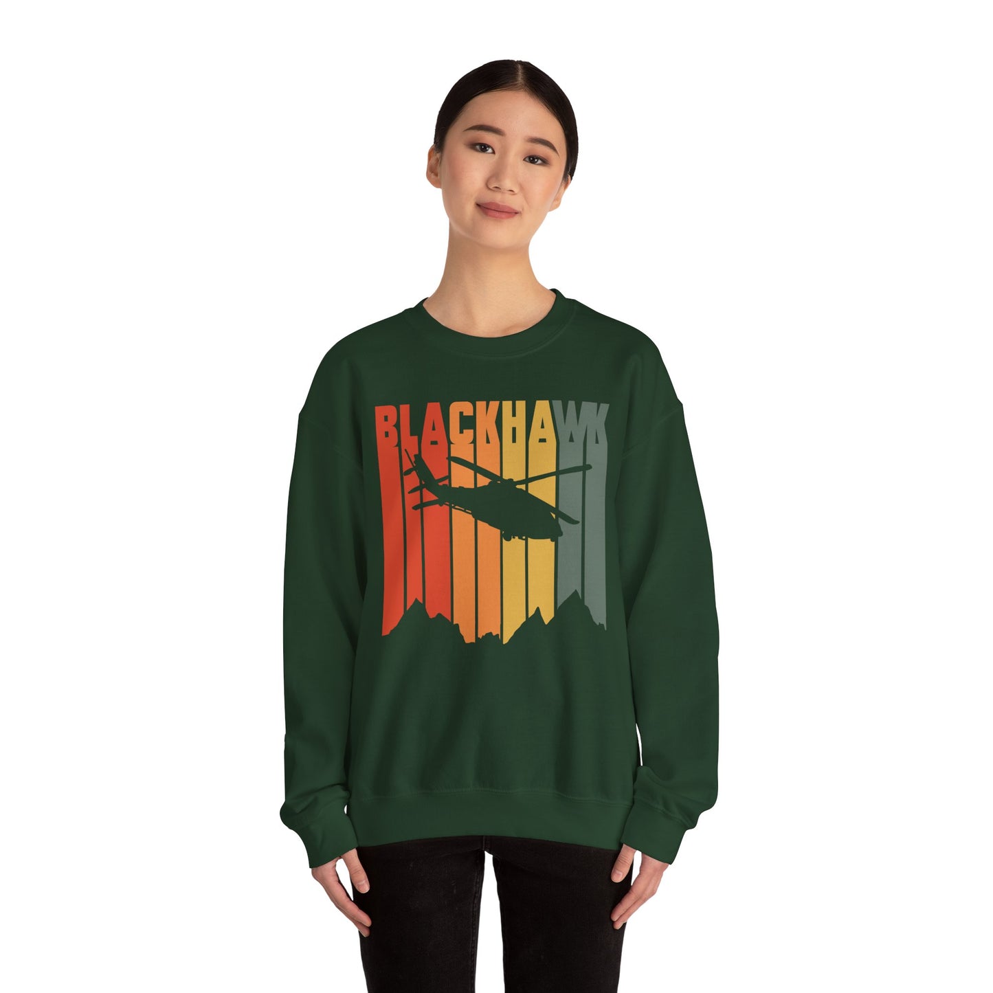 BlkHwk Helicopter UH 60 Unisex Heavy Blend Crewneck Sweatshirt