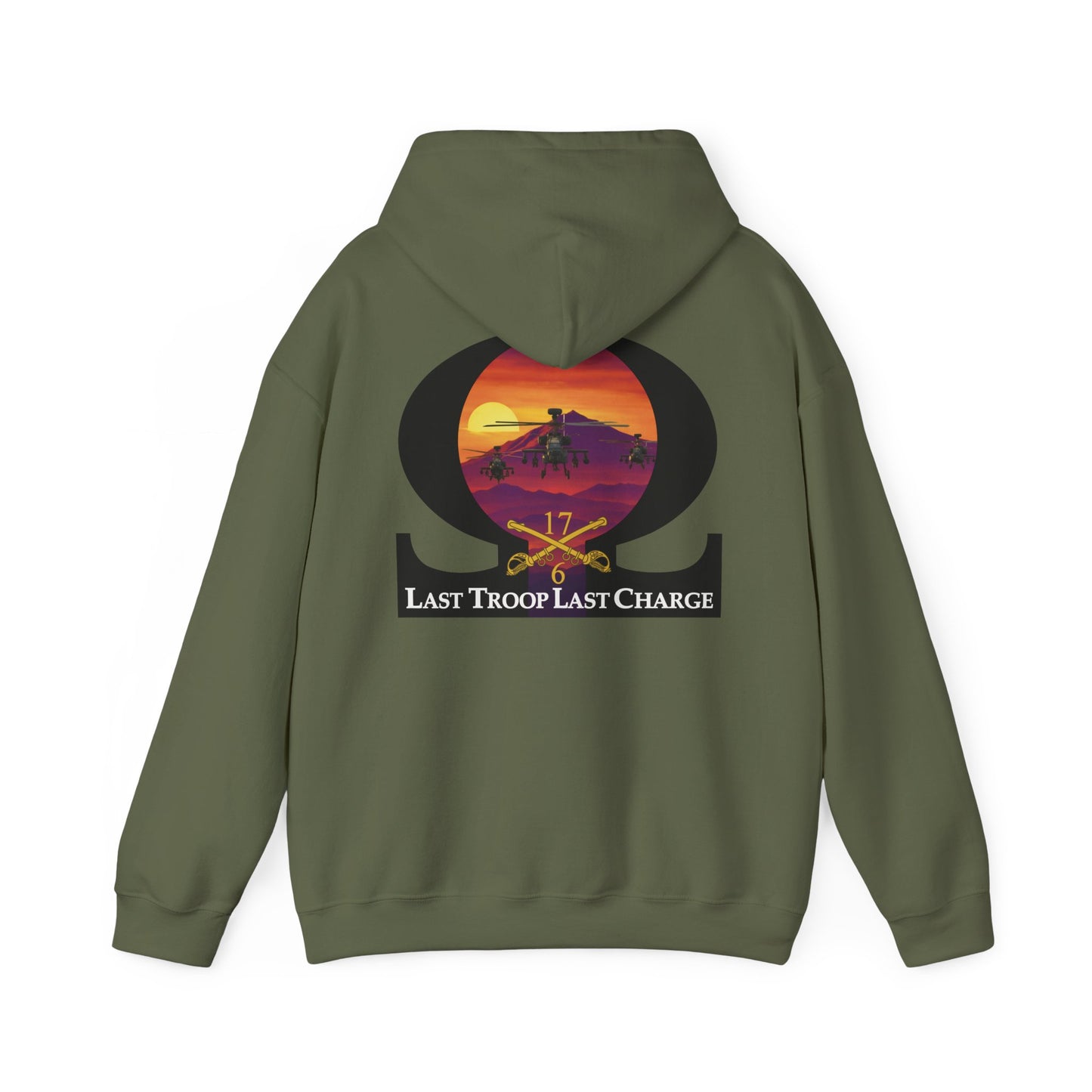 LAST TROOP - LAST CHARGE Sunset **Apache Flag Front** Legacy 6-17 AIR CAV C Troop Unisex Heavy Blend Hooded Sweatshirt