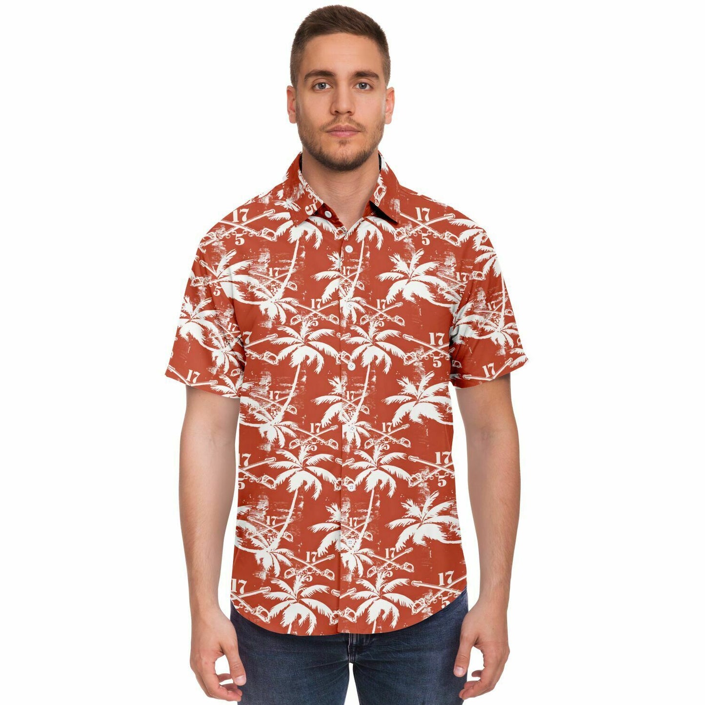 5-17 ACS Sabers & Palms Aloha Short Sleeve Button Down Shirt