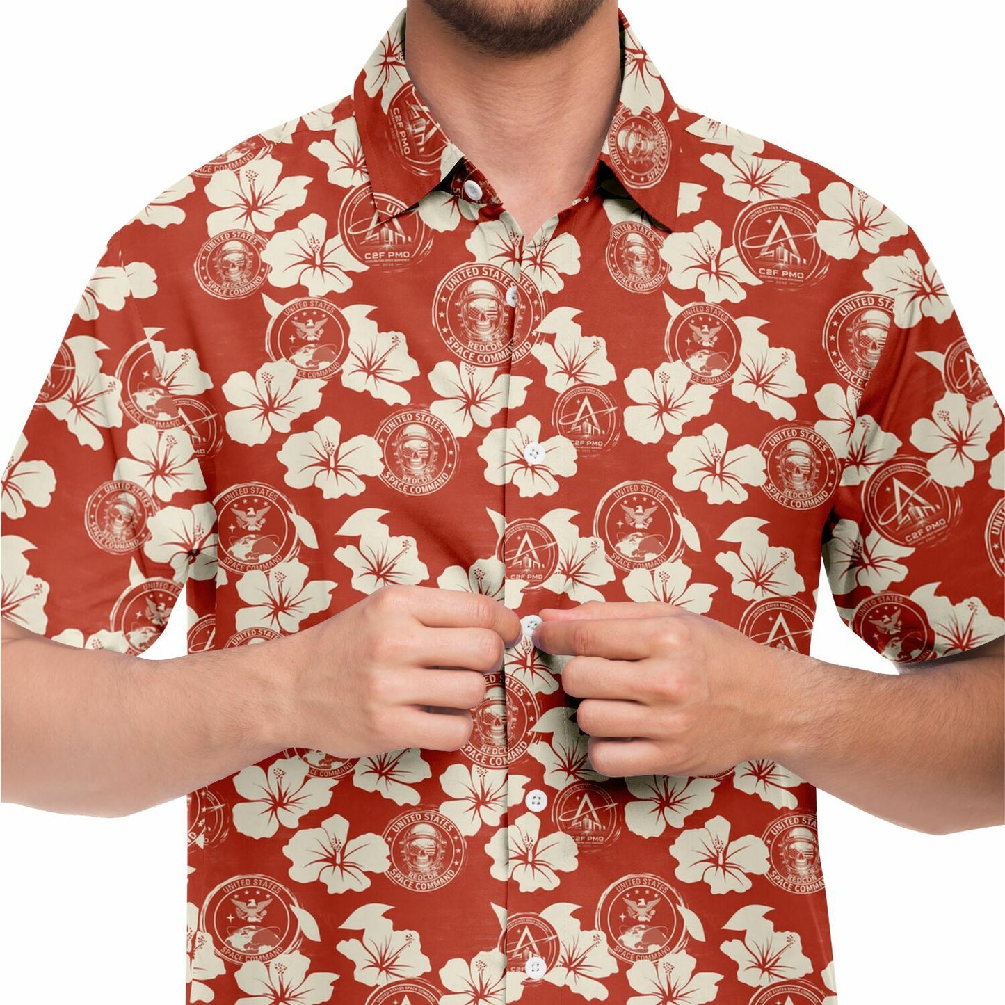 Space Command Red Aloha Short Sleeve Button Down Shirt