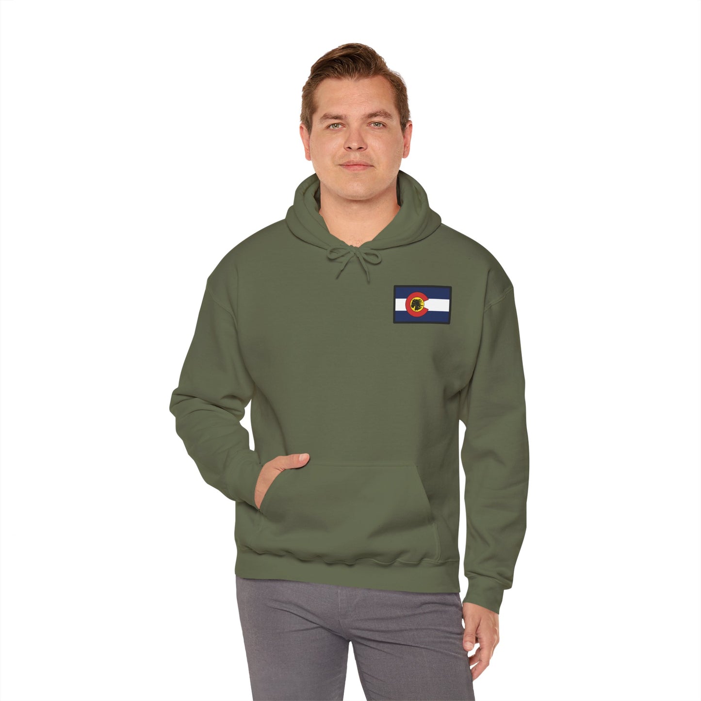 LAST TROOP - LAST CHARGE Sunset **Flag Front** Legacy 6-17 AIR CAV C Troop Unisex Heavy Blend Hooded Sweatshirt