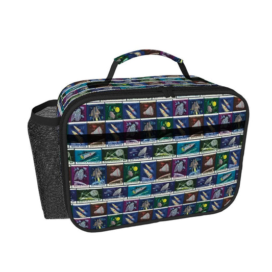 Space Postage Horizontal Insulated Lunch Tote Bag