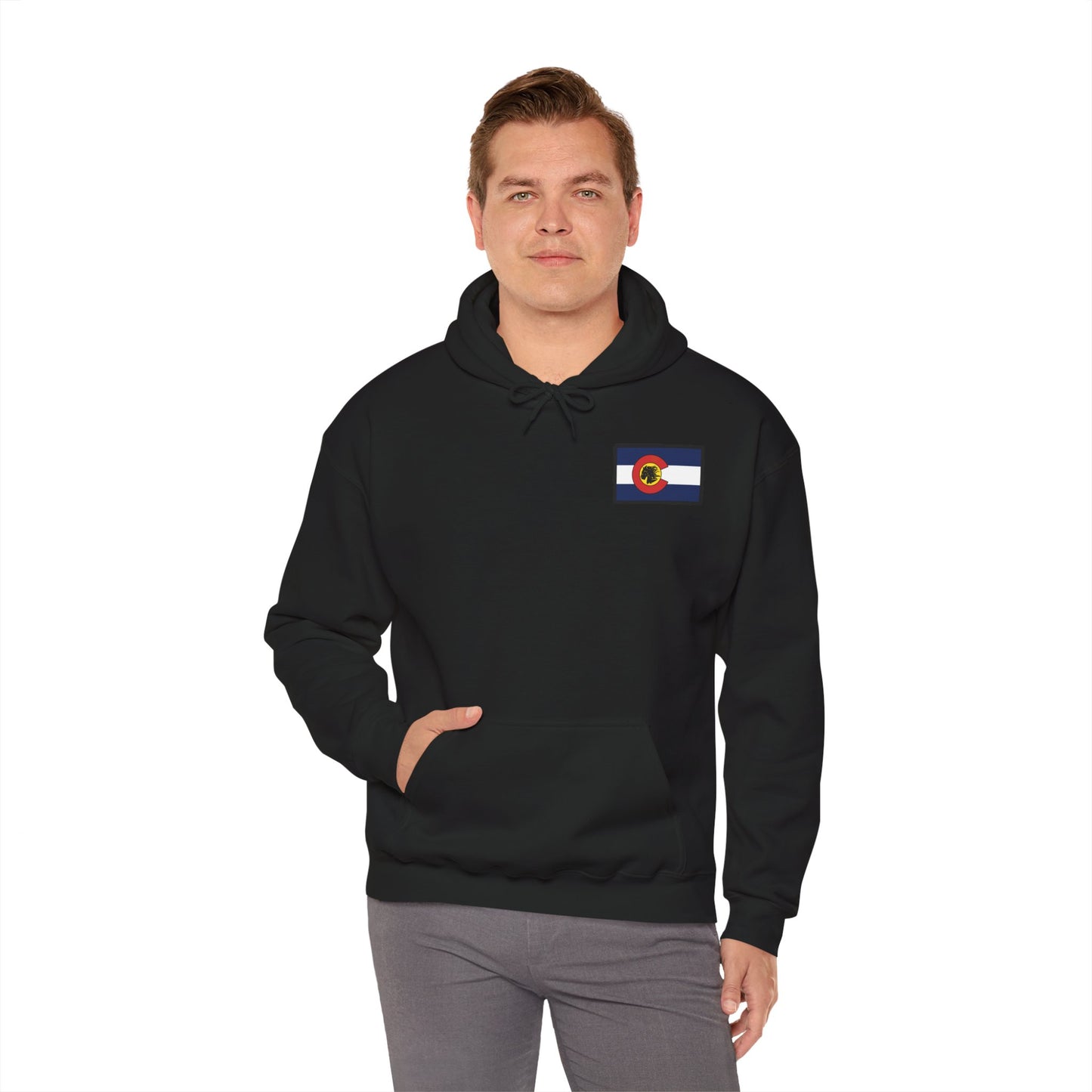 LAST TROOP - LAST CHARGE Sunset **Flag Front** Legacy 6-17 AIR CAV C Troop Unisex Heavy Blend Hooded Sweatshirt
